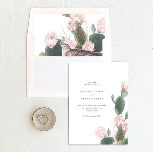 Cactus Blossom Change the Date Cards envelope-and-liner in Pure White