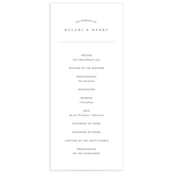 Cactus Blossom Wedding Programs front in Pure White