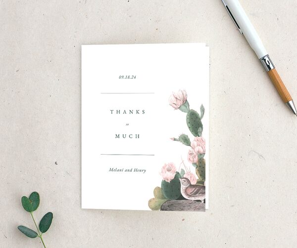 Cactus Blossom Thank You Cards front in Pure White