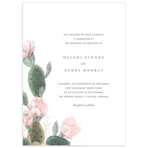 Cactus Blossom Wedding Invitations - White
