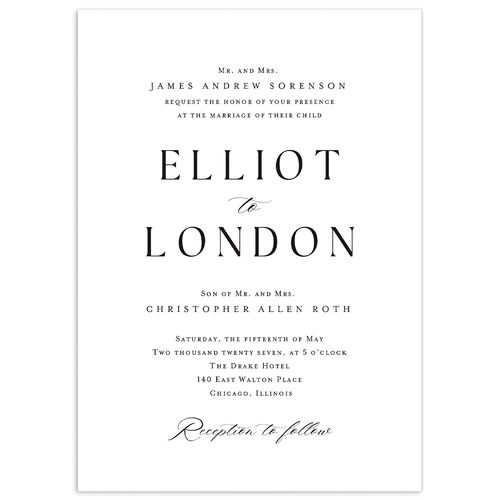 Timeless Typography Wedding Invitations - Pure White