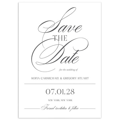 Classically Elegant Save The Date Cards - Pure White