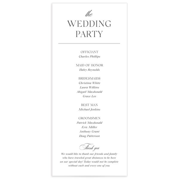 Classic Blooms Wedding Programs back in Pure White