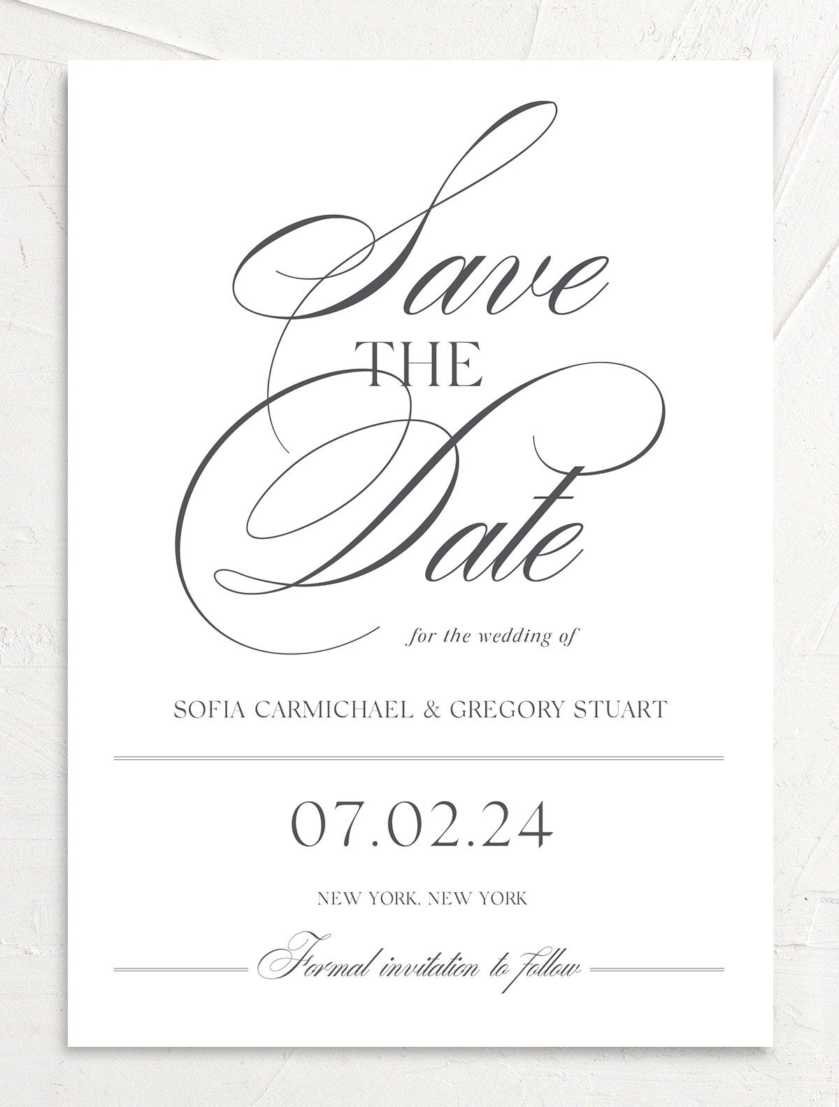 Classic Blooms Save The Date Cards front in Pure White