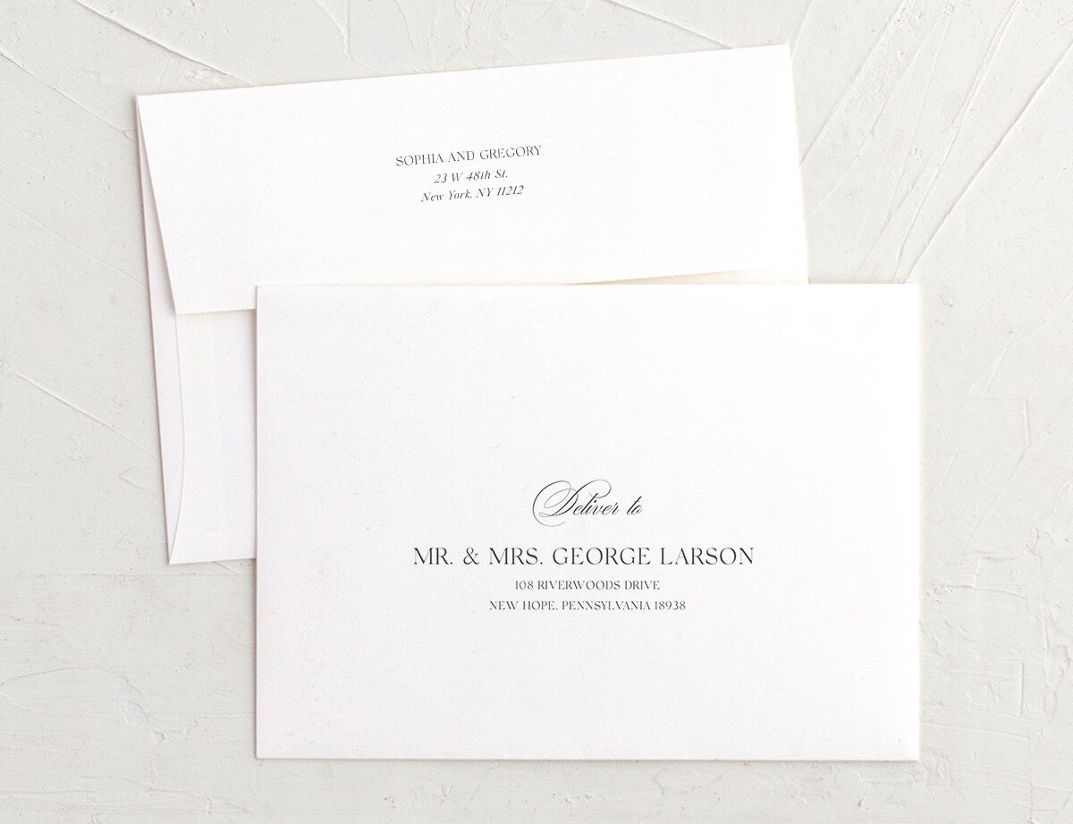 Classic Blooms Save The Date Card Envelopes front in Pure White