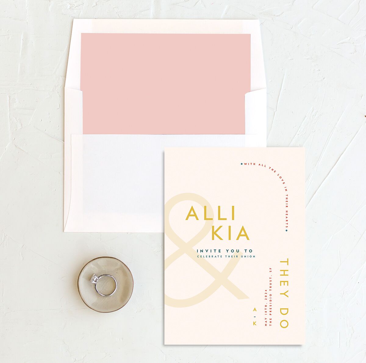 Contemporary Typography Envelope Liners envelope-and-liner in Rose Pink