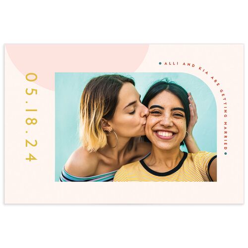 Contemporary Typography Save the Date Postcards - Rose Pink