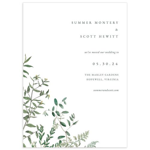 Delicate Greenery Change the Date Cards - Pure White