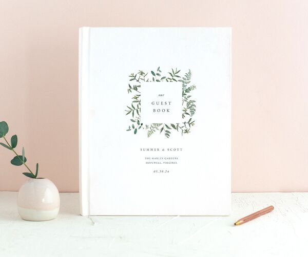 Wildflower Frame Wedding Guest Book front in White