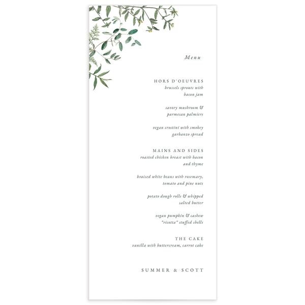 Wildflower Frame Menus front in Pure White