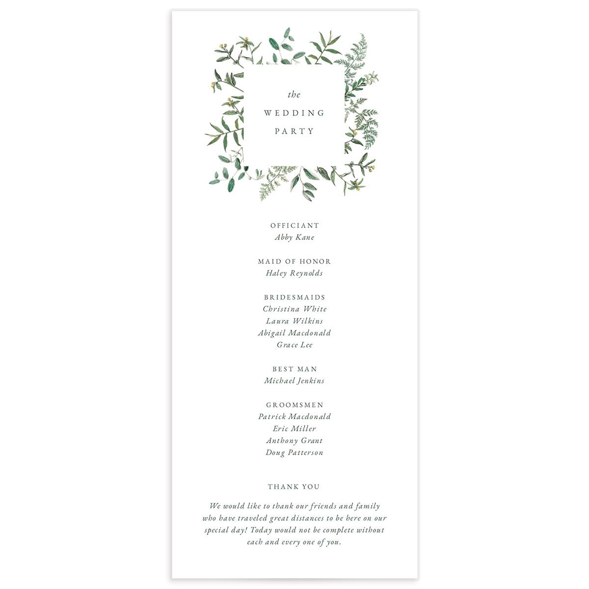 Wildflower Frame Wedding Programs back in Pure White