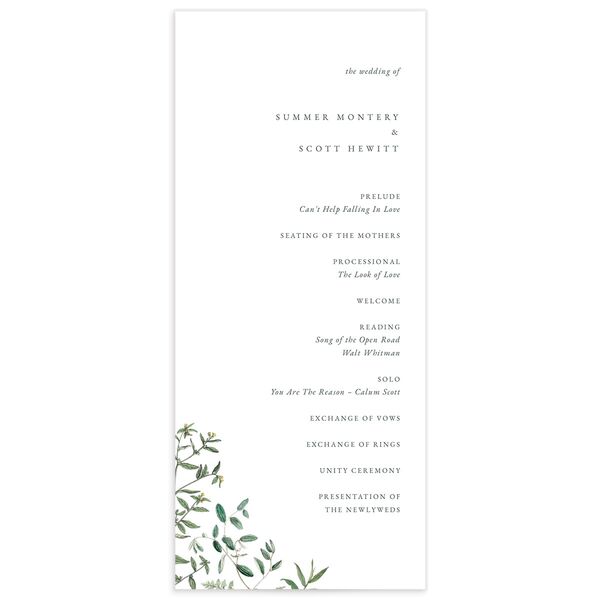 Wildflower Frame Wedding Programs front in Pure White