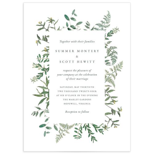 Wildflower Frame Wedding Invitations - Pure White
