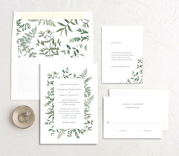 Wildflower Frame Wedding Invitations suite in Pure White