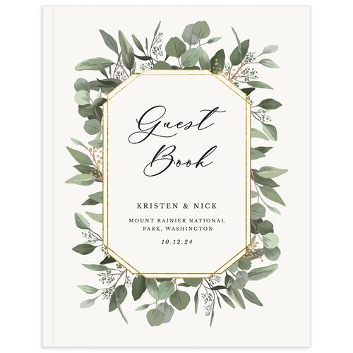 Eucalyptus Frame Wedding Guest Book - Pure White