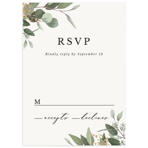 Eucalyptus Frame Wedding Response Cards - Pure White