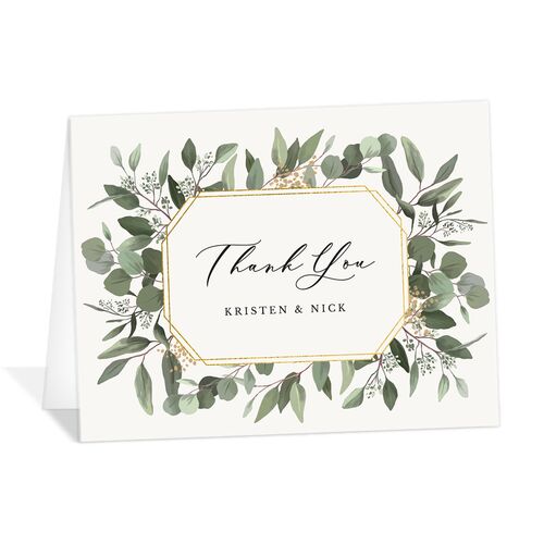 Eucalyptus Frame Thank You Cards - Pure White
