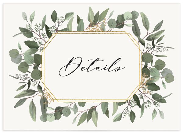 Painted Eucalyptus Wedding Enclosure Cards back in Pure White