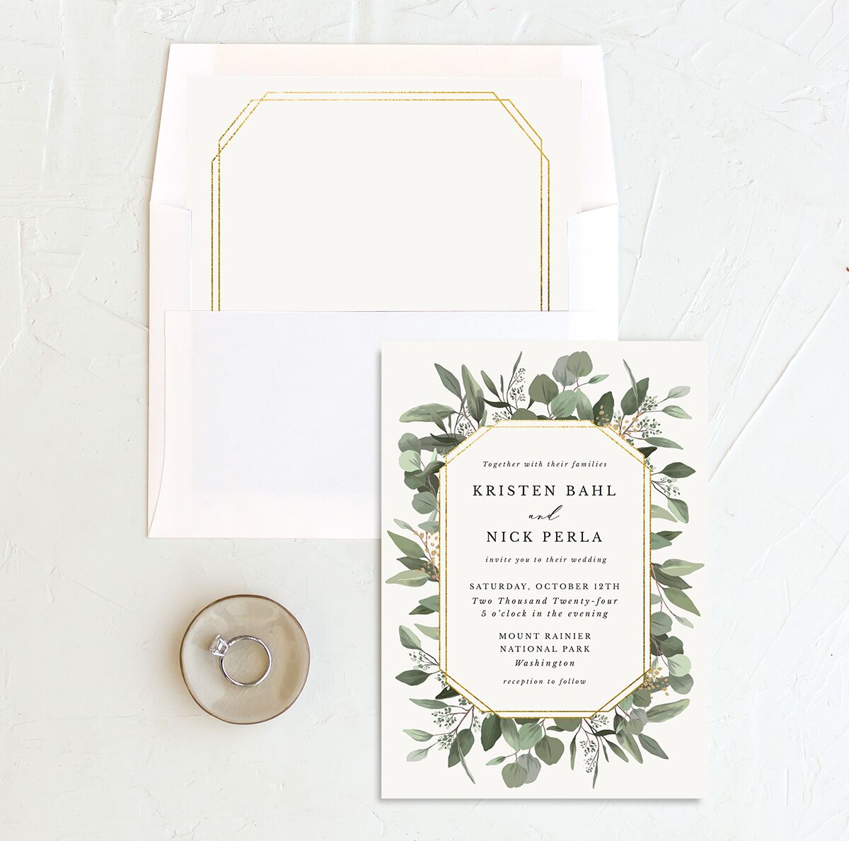 Painted Eucalyptus Envelope Liners envelope-and-liner in Pure White