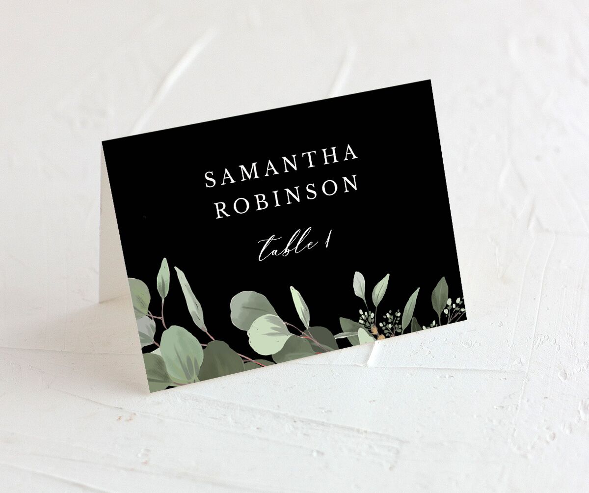Painted Eucalyptus Place Cards front in Midnight