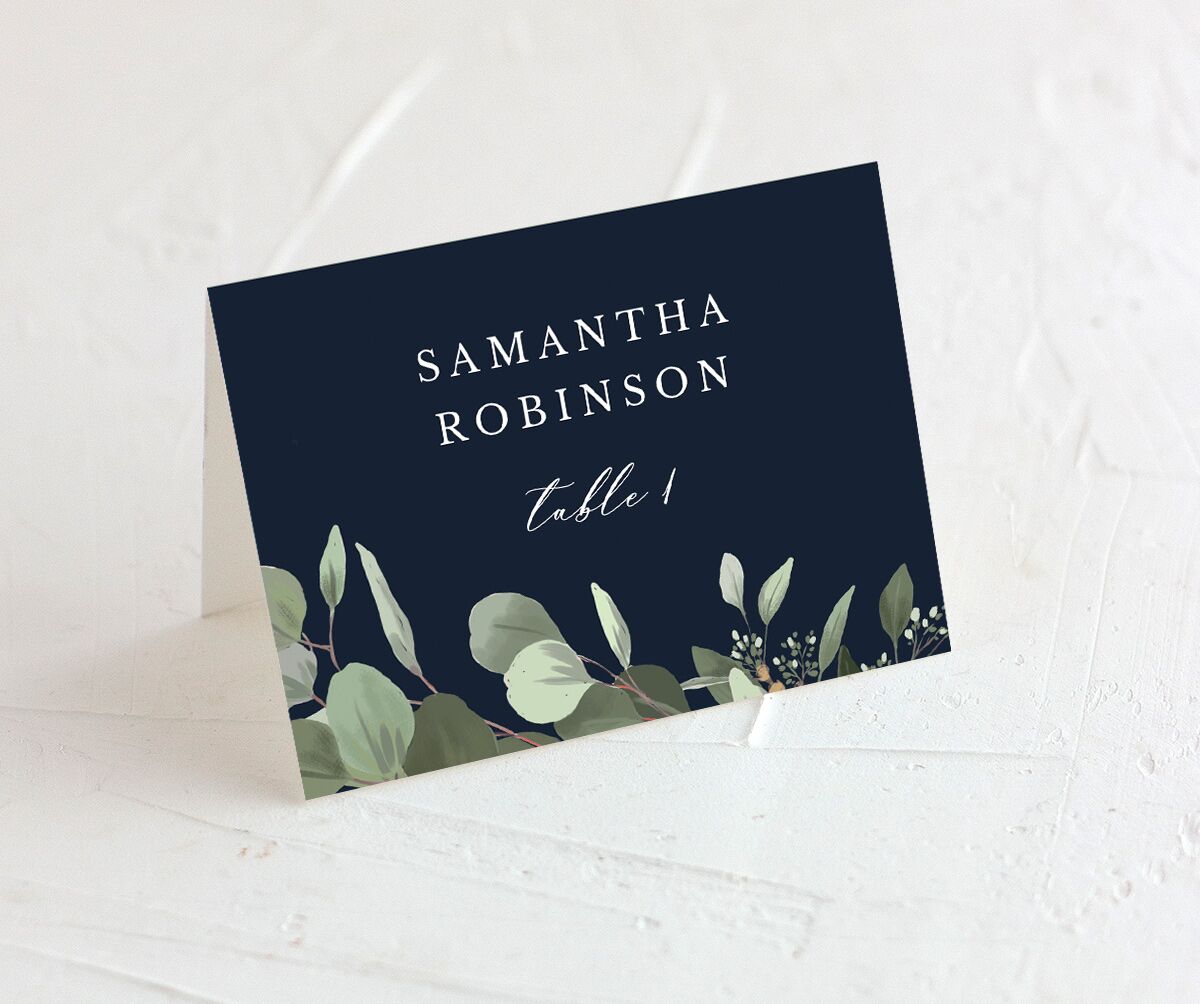 Painted Eucalyptus Place Cards front in Blue