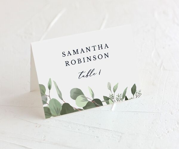 Painted Eucalyptus Place Cards front in Silver