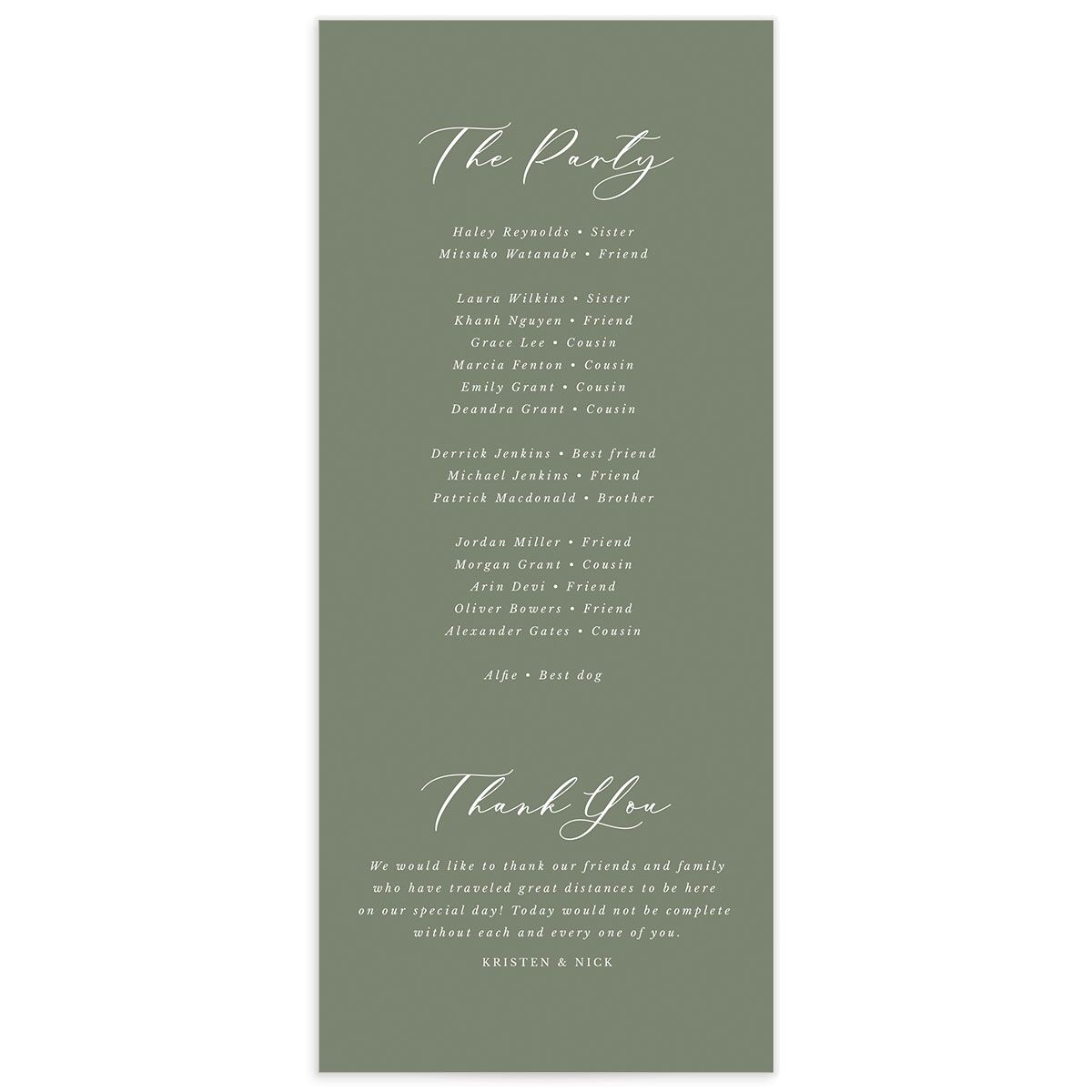 Painted Eucalyptus Wedding Programs back in Pure White