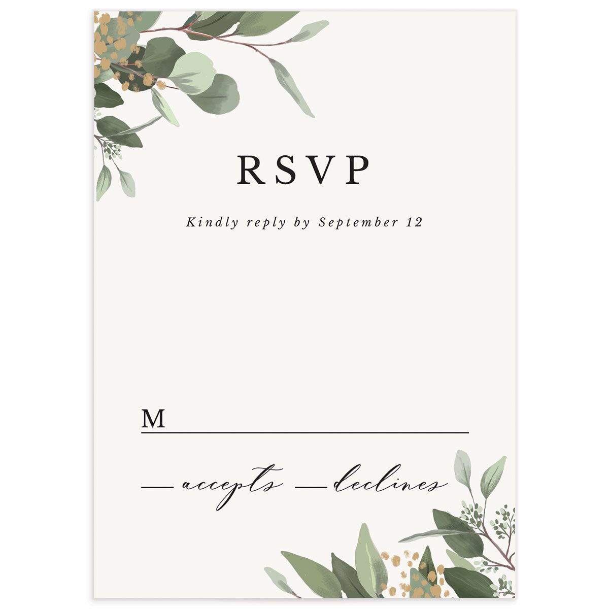 Painted Eucalyptus Wedding Response Cards [object Object] in White
