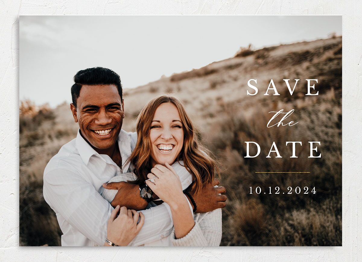 Painted Eucalyptus Save the Date Cards front in Pure White