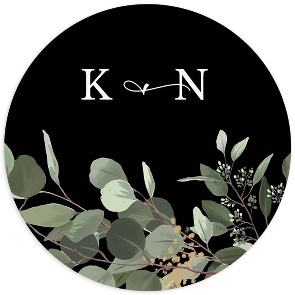 Painted Eucalyptus Wedding Stickers front in Black