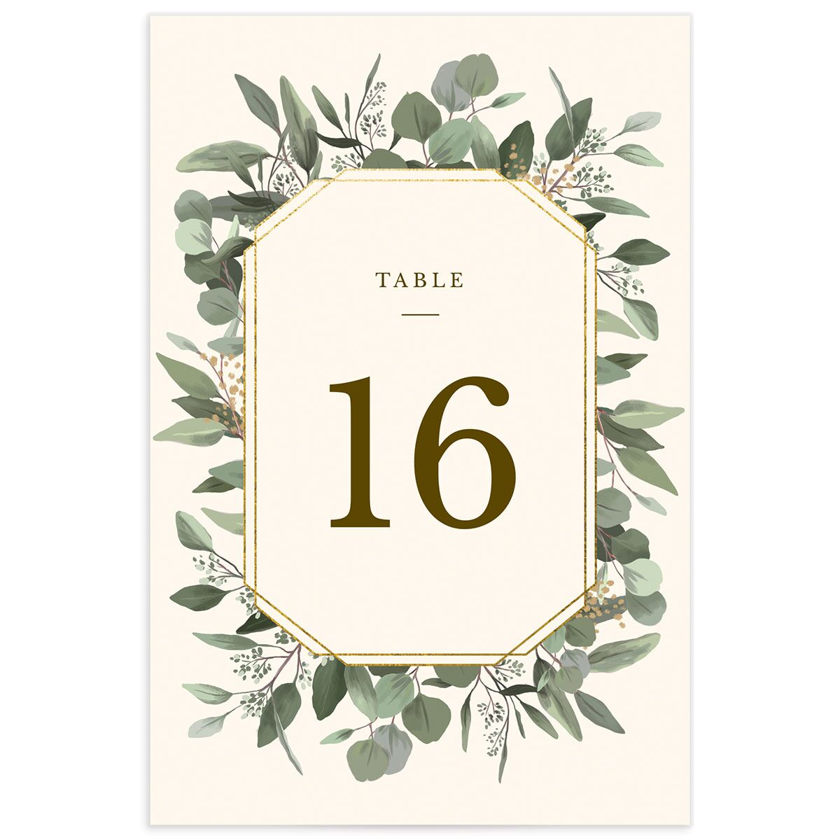 Painted Eucalyptus Table Numbers front in Dijon