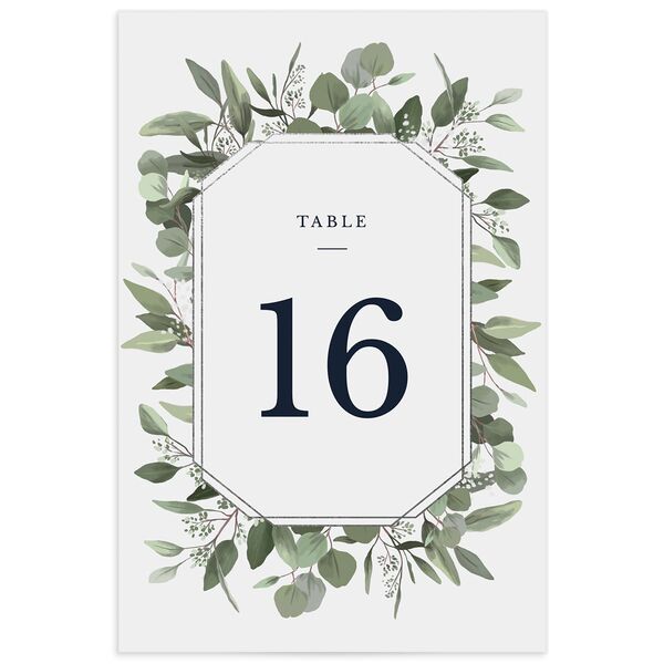 Painted Eucalyptus Table Numbers back in Silver