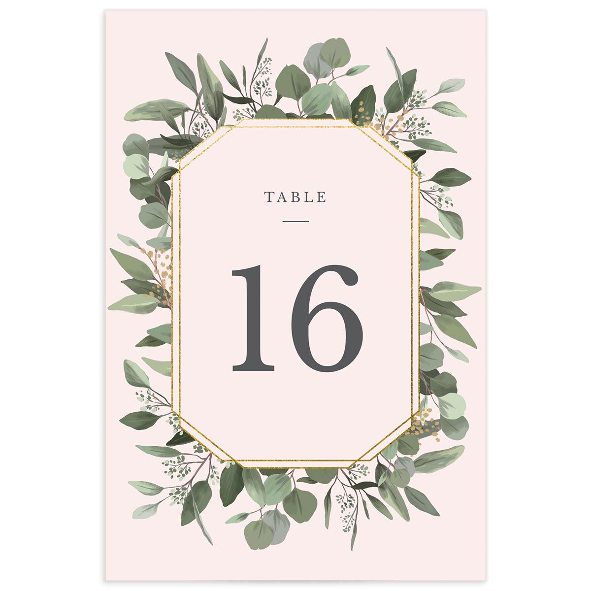Painted Eucalyptus Table Numbers front in Rose Pink