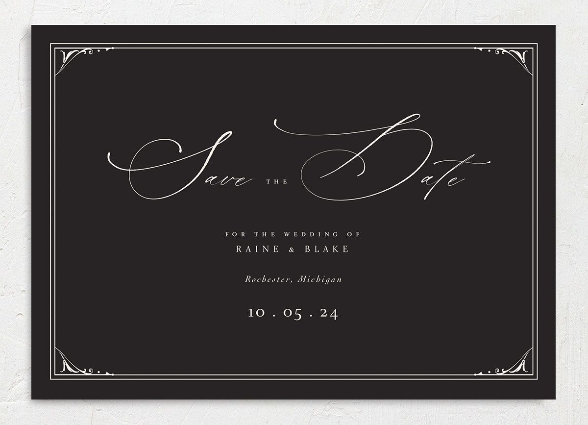 Gothic Dusk Save The Date Cards front in Midnight