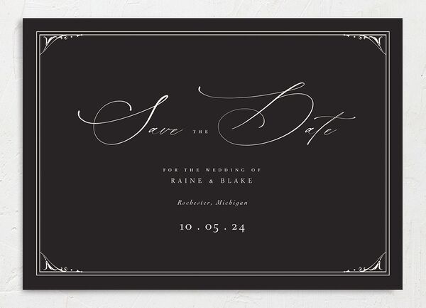 Gothic Dusk Save The Date Cards front in Midnight