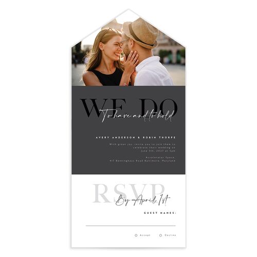 Modern Vow All-in-One Wedding Invitations - Charcoal