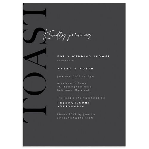 Modern Vow Bridal Shower Invitations - Charcoal