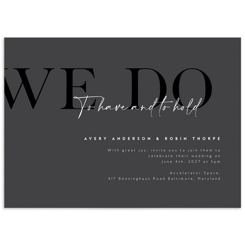 Modern Vow Wedding Invitations - Charcoal