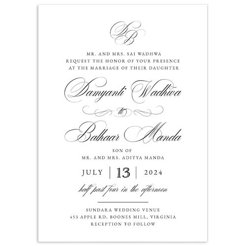 Vintage Flourish Wedding Invitations - Pure White