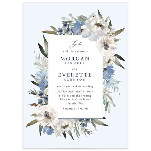 Romantic Frame Wedding Invitations - Regency Blue