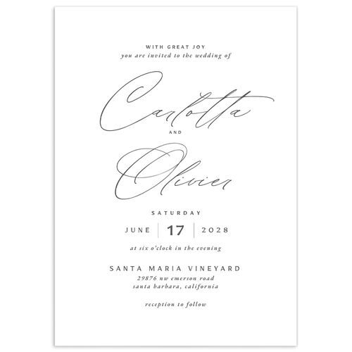 Simply Classic Wedding Invitations - Charcoal