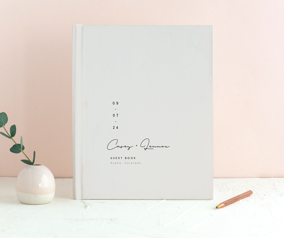 Minimalist Photography Wedding Guest Book front in Silver
