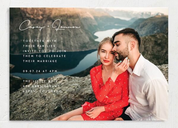 Minimalist Photography Wedding Invitations front in Silver