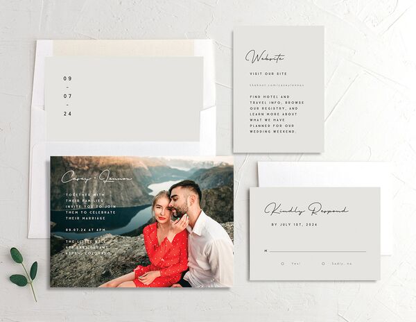 Minimalist Photography Wedding Invitations suite in Silver
