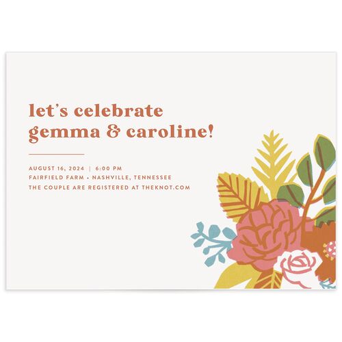 Retro Floral Bridal Shower Invitations - Camel
