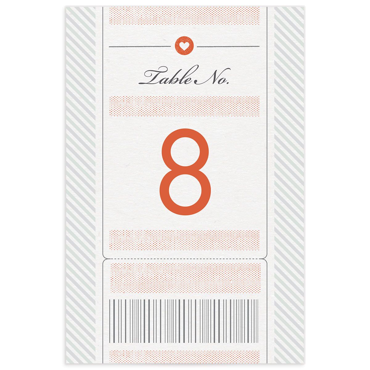 Classic Boarding Pass Table Numbers front in Jewel Green