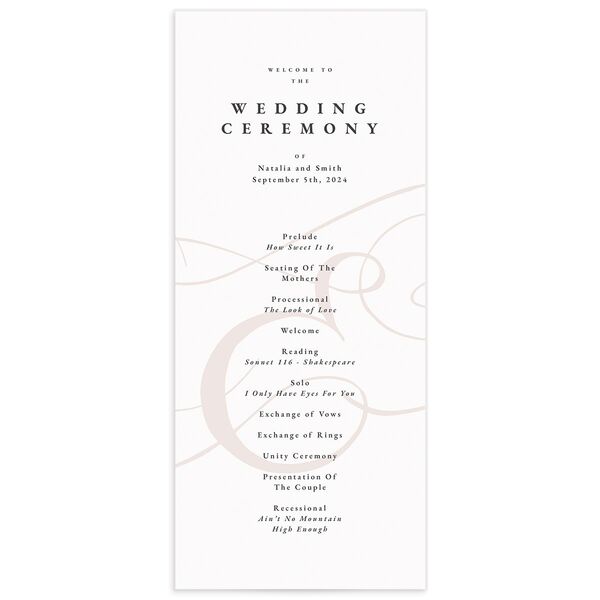 Ornate Ampersand Wedding Programs front in Daisy