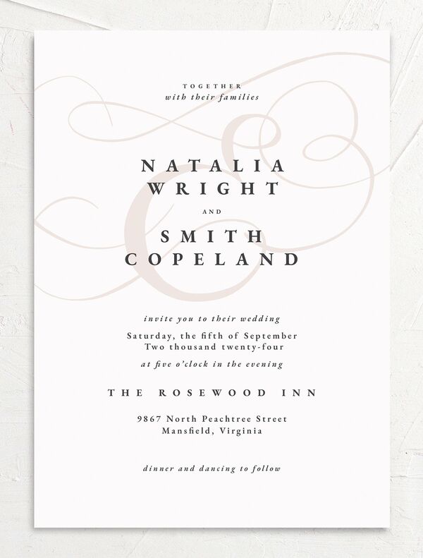 Ornate Ampersand Wedding Invitations front in Daisy