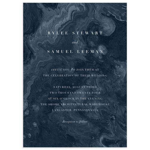 Marbled Canvas Wedding Invitations - French Blue
