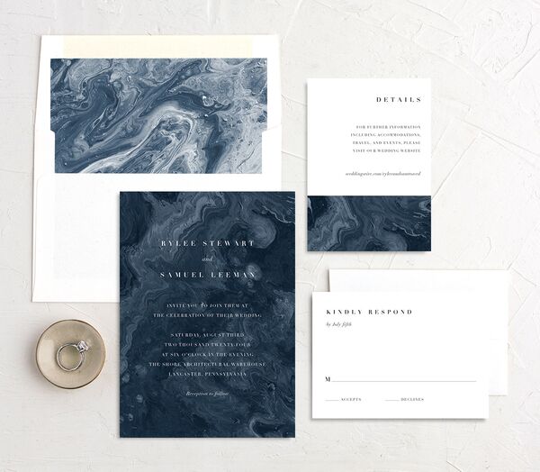 Marbled Canvas Wedding Invitations suite in French Blue